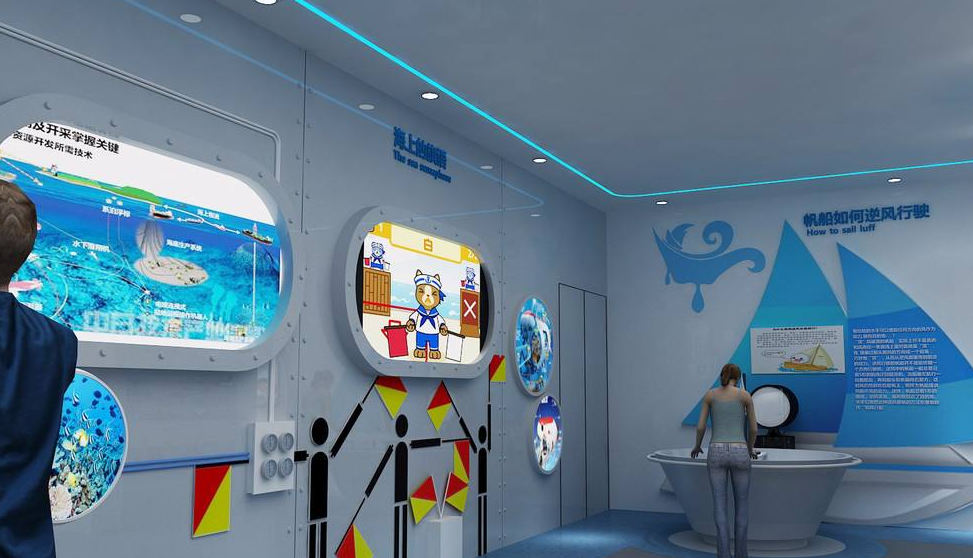 海洋展館設計多媒體與圖文展項，傳播海洋知識